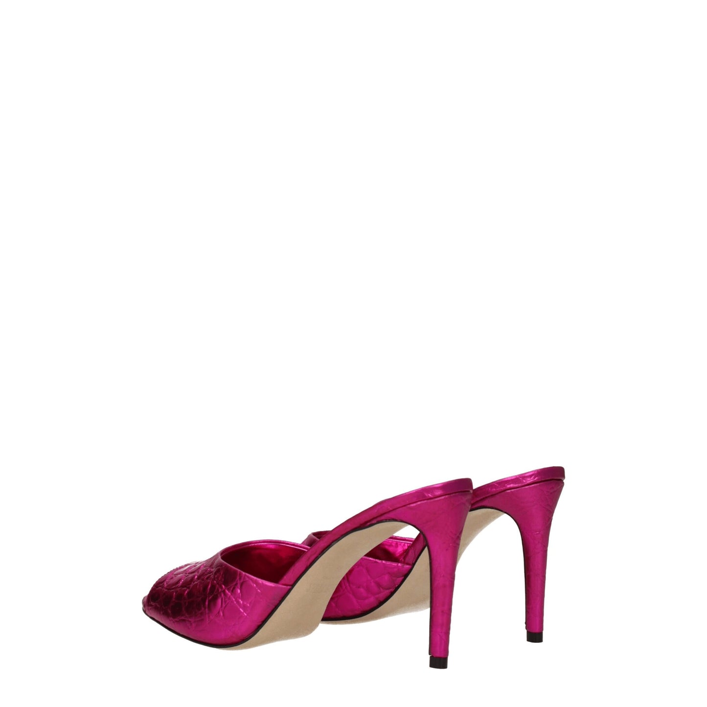 Pink Leather Stiletto Heels Sandals