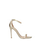 Gold Leather Stiletto Heels Sandals