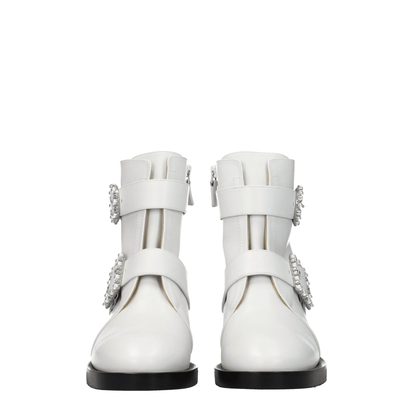 White Leather Ankle Boots