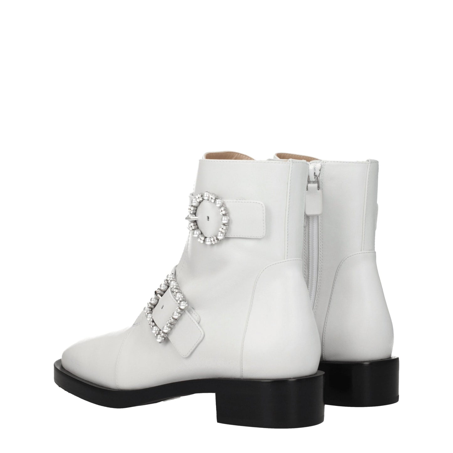 White Leather Ankle Boots