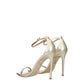 Gold Leather Stiletto Heels Sandals