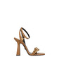 Brown Leather Stiletto Heels Sandals