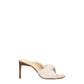 Beige Fabric Stiletto Heels Sandals