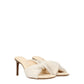 Beige Fabric Stiletto Heels Sandals