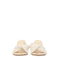 Beige Fabric Stiletto Heels Sandals