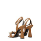 Brown Leather Stiletto Heels Sandals