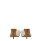Beige Fabric Stiletto Heels Sandals