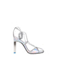 Gray Leather Stiletto Heels Sandals