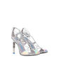 Gray Leather Stiletto Heels Sandals