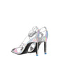 Gray Leather Stiletto Heels Sandals