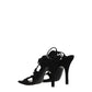 Black Leather Stiletto Heels Sandals
