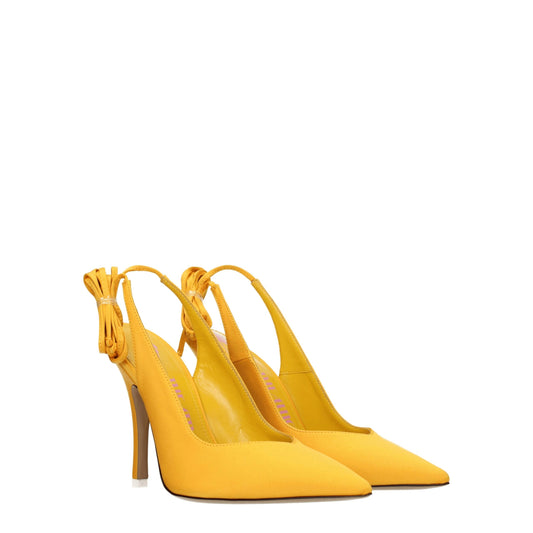 Orange Satin High Heel Pumps