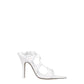 White Leather Stiletto Heels Sandals
