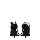 Black Leather Stiletto Heels Sandals
