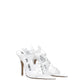 White Leather Stiletto Heels Sandals