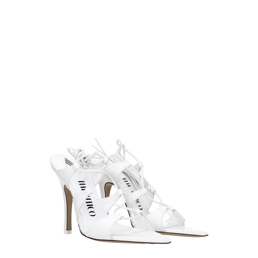 White Leather Stiletto Heels Sandals