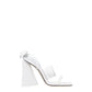 White Leather Stiletto Heels Sandals