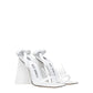 White Leather Stiletto Heels Sandals