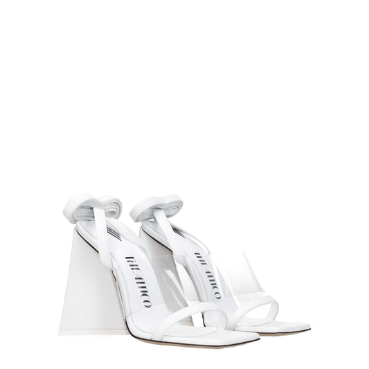 White Leather Stiletto Heels Sandals