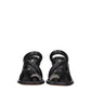 Black Leather Stiletto Heels Sandals
