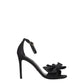 Black Satin Stiletto Heels Sandals