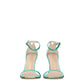 Green Leather Stiletto Heels Sandals