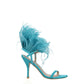 Green Leather Stiletto Heels Sandals