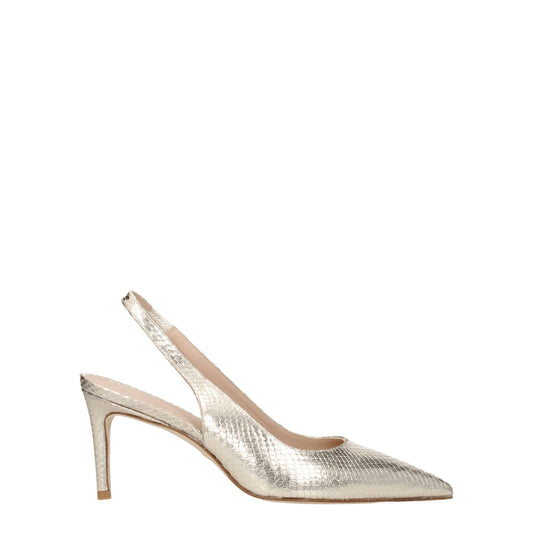Gold Leather High Heel Pumps