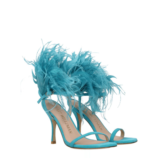 Green Leather Stiletto Heels Sandals