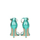 Green Leather Stiletto Heels Sandals