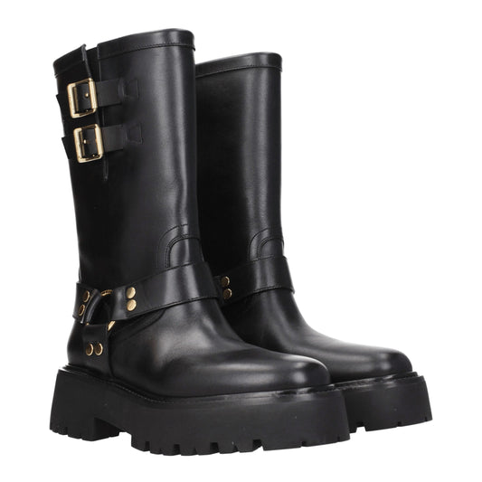 Gold Leather Ankle Boots