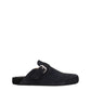 Black Leather Slippers