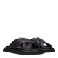 Black Leather Slippers Sandals