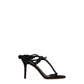 Black Leather Stiletto Heels Sandals