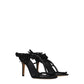Black Leather Stiletto Heels Sandals