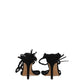 Black Leather Stiletto Heels Sandals