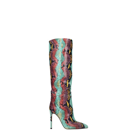 Multicolor Leather High Heel Boots