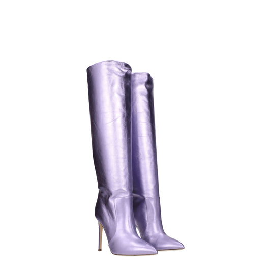 Purple Leather High Heel Boots