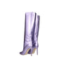 Purple Leather High Heel Boots