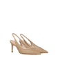 Beige Leather High Heel Pumps