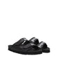 Black Leather Flat Sandals