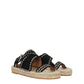 Black Leather Flat Sandals