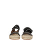 Black Leather Flat Sandals