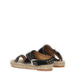 Black Leather Flat Sandals