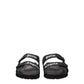 Black Leather Slippers Sandals