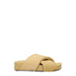 Beige Horsehair Slippers Sandals
