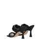 Black Leather Stiletto Heels Sandals