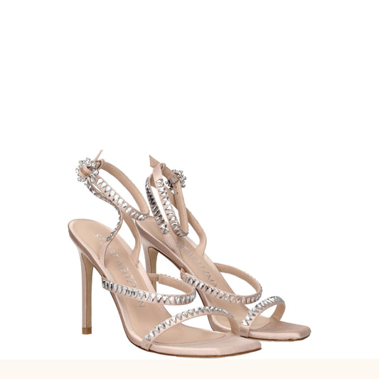Pink Satin Stiletto Heels Sandals