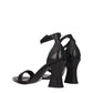Black Leather Flat Sandals