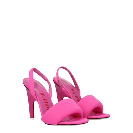 Pink Fabric Stiletto Heels Sandals